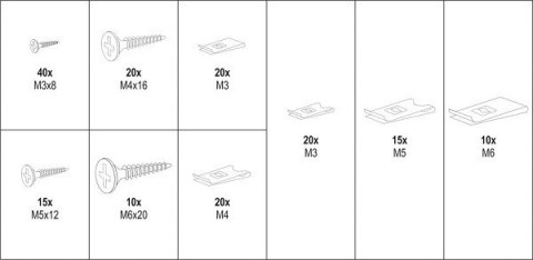 WKRĘTY /PODKŁADKI DO KAROSERII MIX 170SZT