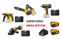 MEGA ZESTAW NARZĘDZI AKUMULATOROWYCH ADLER 4x NARZĘDZIA + 2x AKU