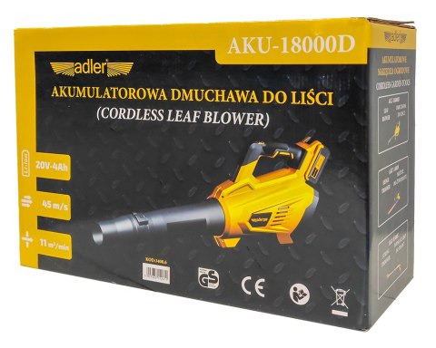 Akumulatorowa dmuchawa do liści w zestawie z akumulatorem i ładowarką AKU-18000D/20V-4Ah
