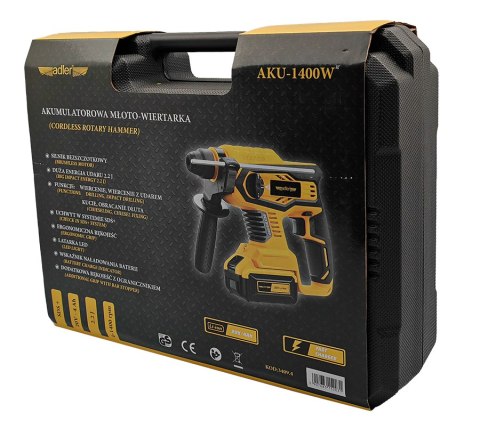 Akumulatorowa młoto-wiertarka w zestawie z akumulatorem i ładowarką AKU-1400W/20V-4Ah