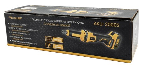 Akumulatorowa szlifierka trzpieniowa w zestawie z akumulatorem i ładowarką AKU-2000S/20V-4Ah