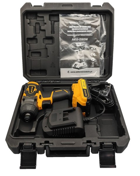 Akumulatorowy wkrętak udarowy 280Nm w zestawie z akumulatorem i ładowarką AKU-280W/20V-2Ah
