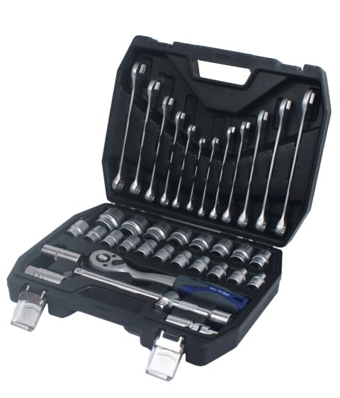 Zestaw - Klucze nasadowe Cr-V 1/2" - 37 elementów