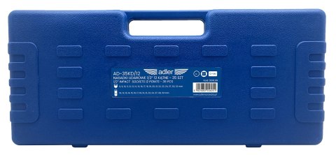 Zestaw nasadki udarowe 12-kątne Cr-Mo krótkie długie 1/2" 35szt AD-35KD/12