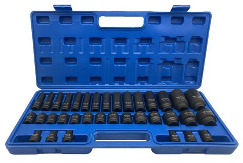 Zestaw nasadki udarowe Cr-Mo krótkie długie 1/2" 35szt AD-35KD