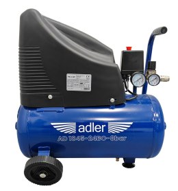 Kompresor bezolejowy ADLER AD1845-24BO 230V 24L 8 bar – widok boczny