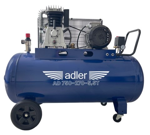 Sprężarka ADLER AD750-270-5,5T 400V 270L 10 bar – widok z przodu