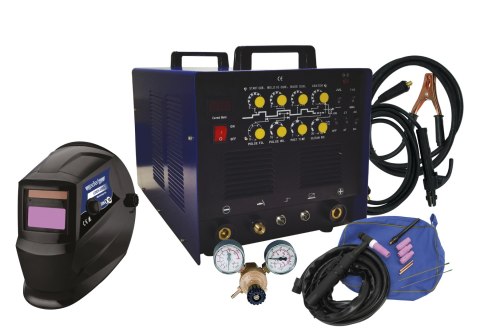Zestaw - Spawarka inwertorowa z przyłbicą samościemniającą TIG AC/DC-200 PULSE