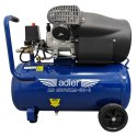 Kompresor ADLER AD400VKM-50-3 230V 10 bar – zbiornik 50L, koła transportowe, pompa V2